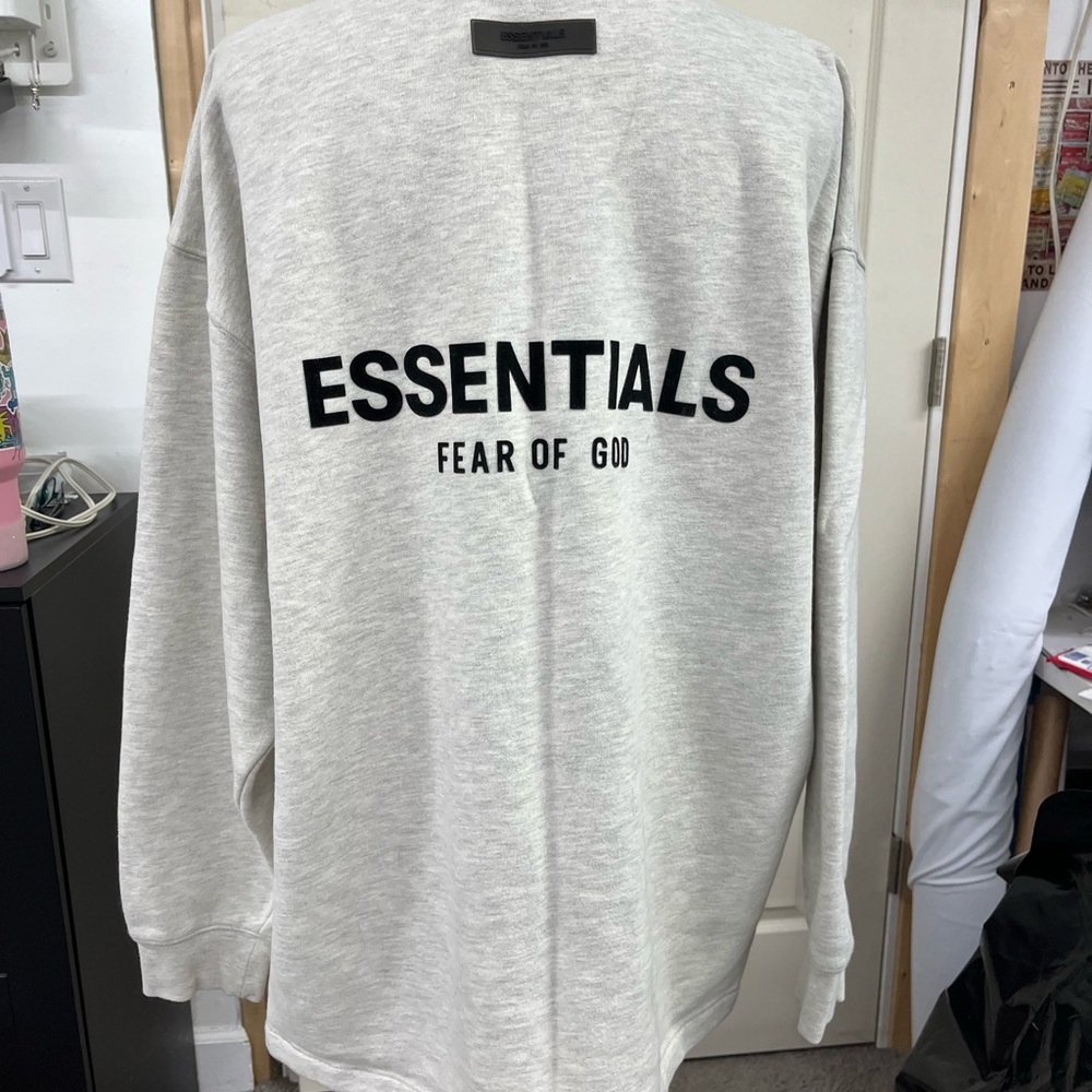 Essentials Gray Crewneck Sweater Cotton Blend